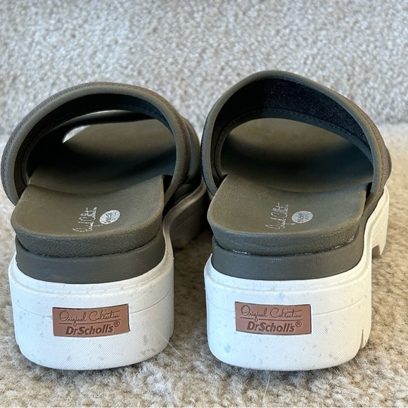 Dr School Suede Blend Olive Terrain Lug- Sole Cushion Platform Slide Sandals NEW - Picture 7 of 16